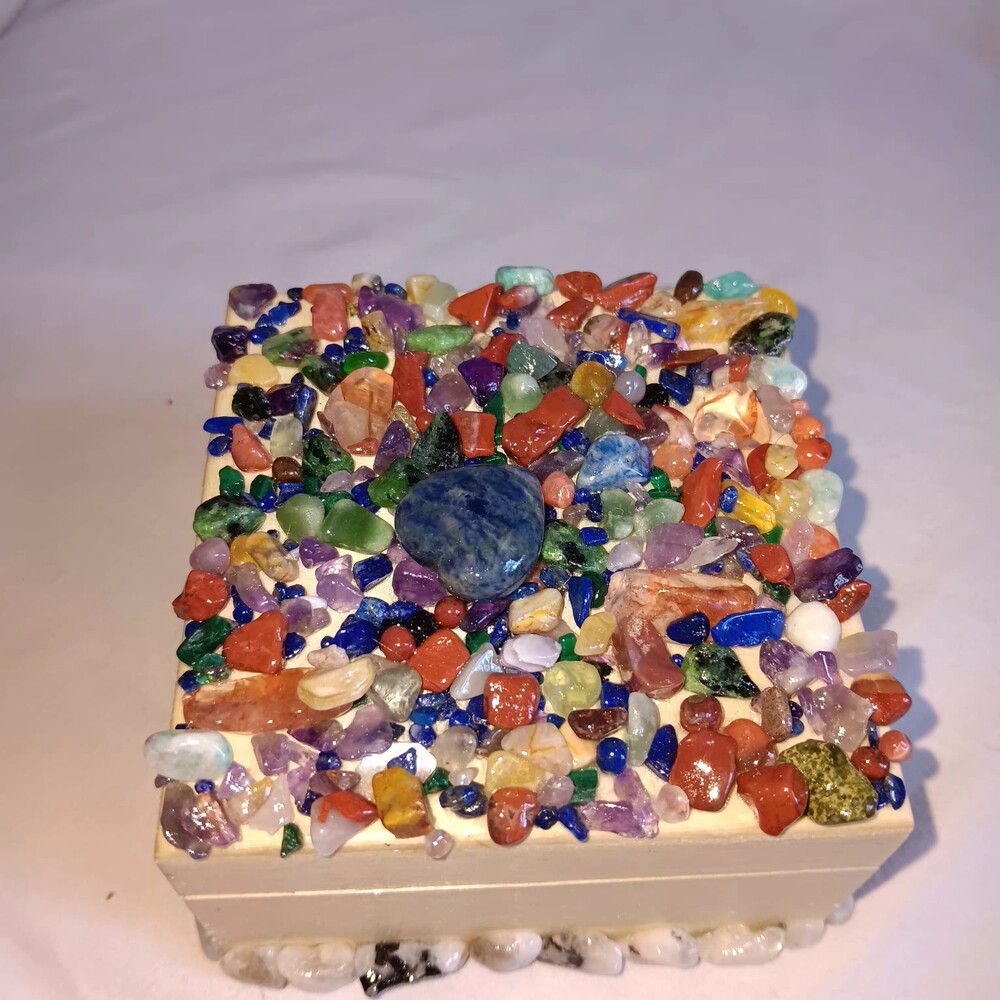 Heart Crystal Wood Jewelry Box